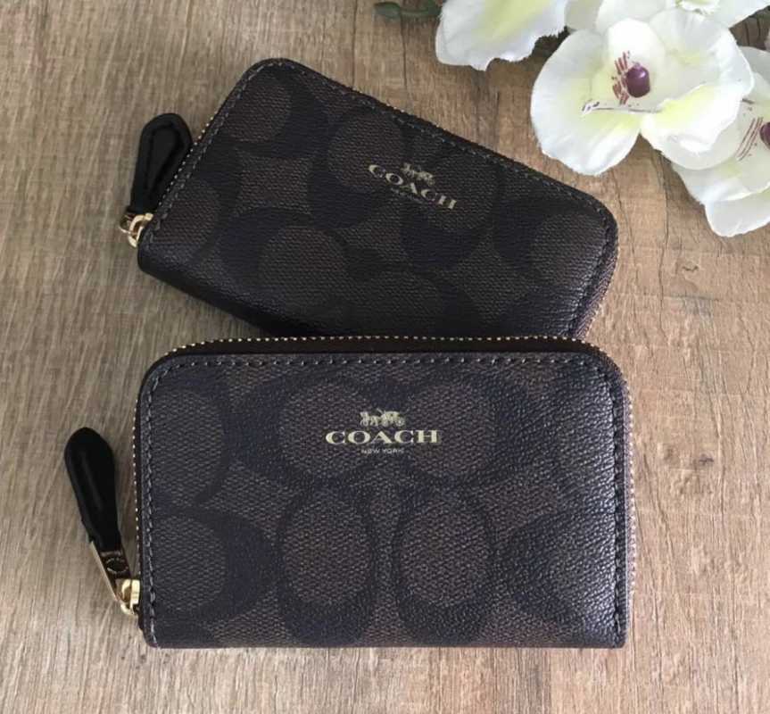 zip around coin case in signature canvas