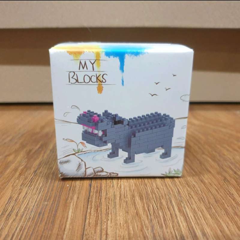 My Block Mainan Anak 9 Lego Mini Karakter Kuda Nil Grey 148 Pcs