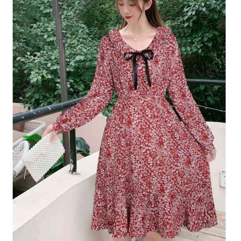 Promo Gaun Wanita Motif Floral Dress Vintage Korean Style/ TERLARIS Diskon  22% di Seller DJaya Store - Muktisari, Kab. Ciamis | Blibli