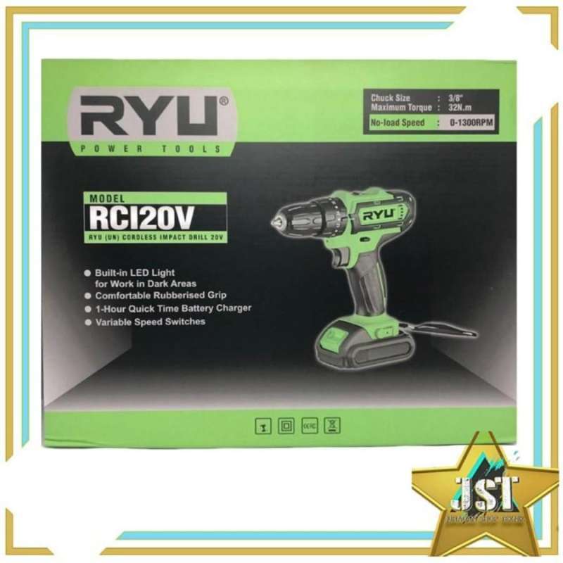 TEKIR0 RYU CORDLESS IMPACT DRILL RCI 20V MESIN BOR BATRE BATERAI RCI20