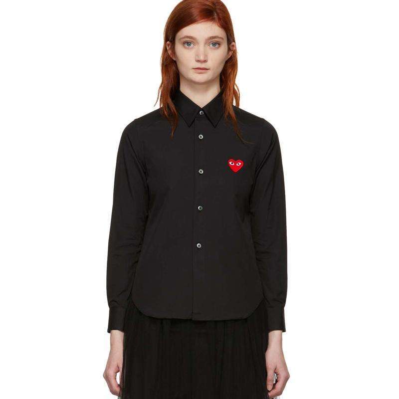 Comme De Garcons CDG Play Red Emblem Black Shirt KEMEJA Hitam Unisex