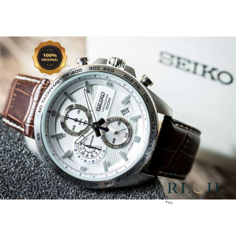 Jual SEIKO Chronograph SSB263 SSB263P1 Men White Dial Brown