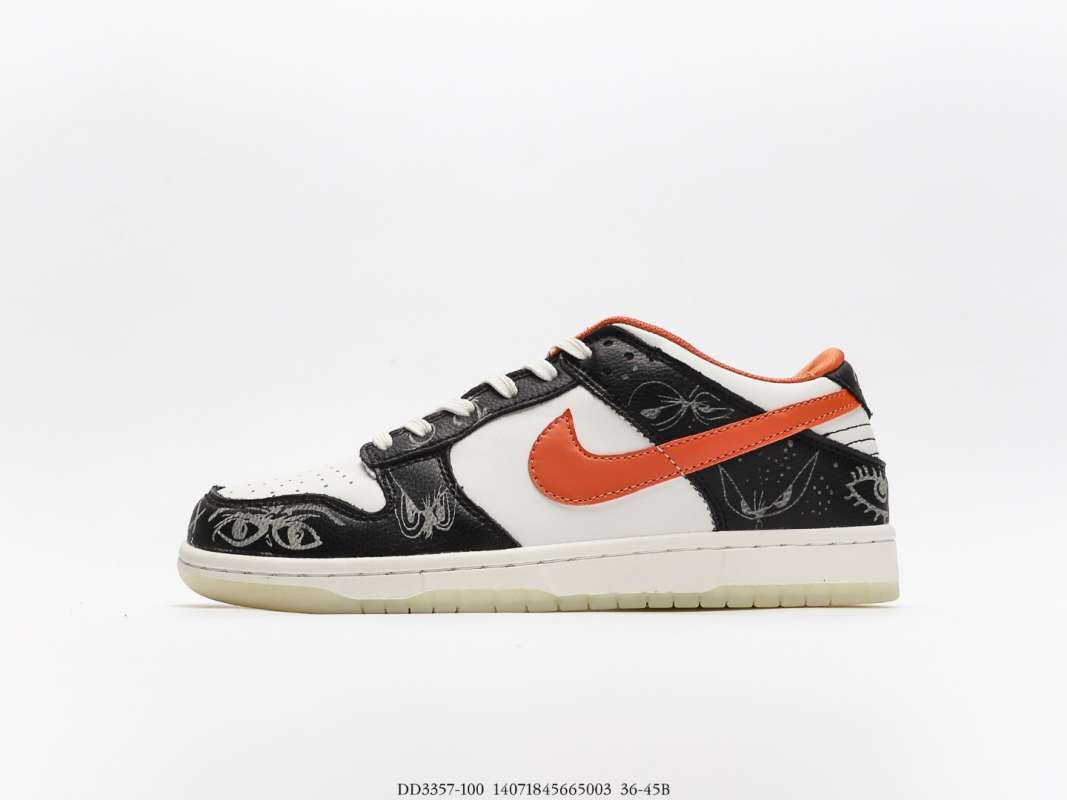 orange black white dunks