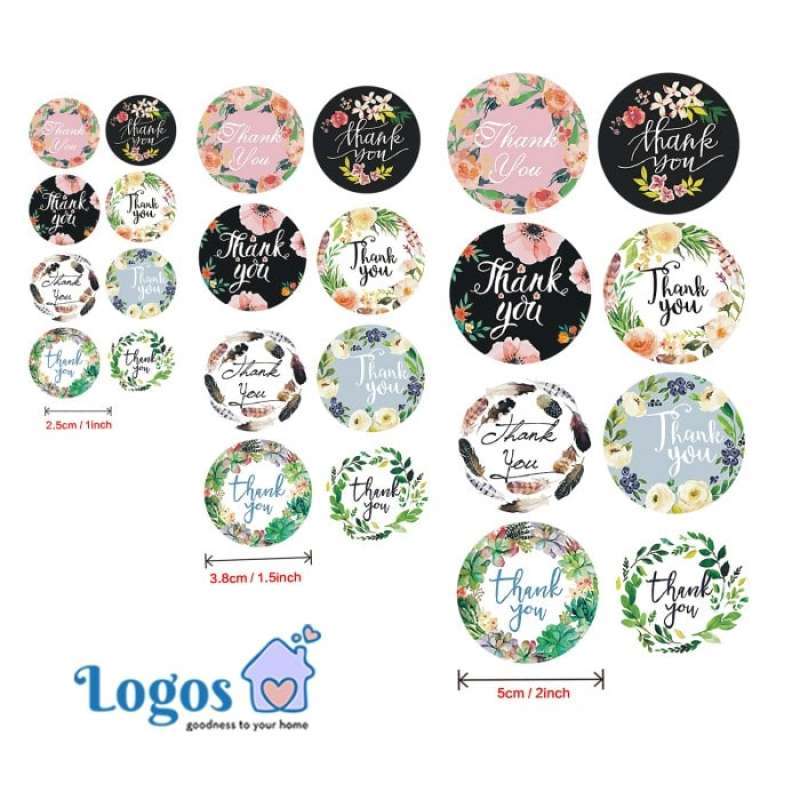 Promo Thank You Round Sticker Flower Stiker bulat Gift Label Hangtag  package - A17-25mm Diskon