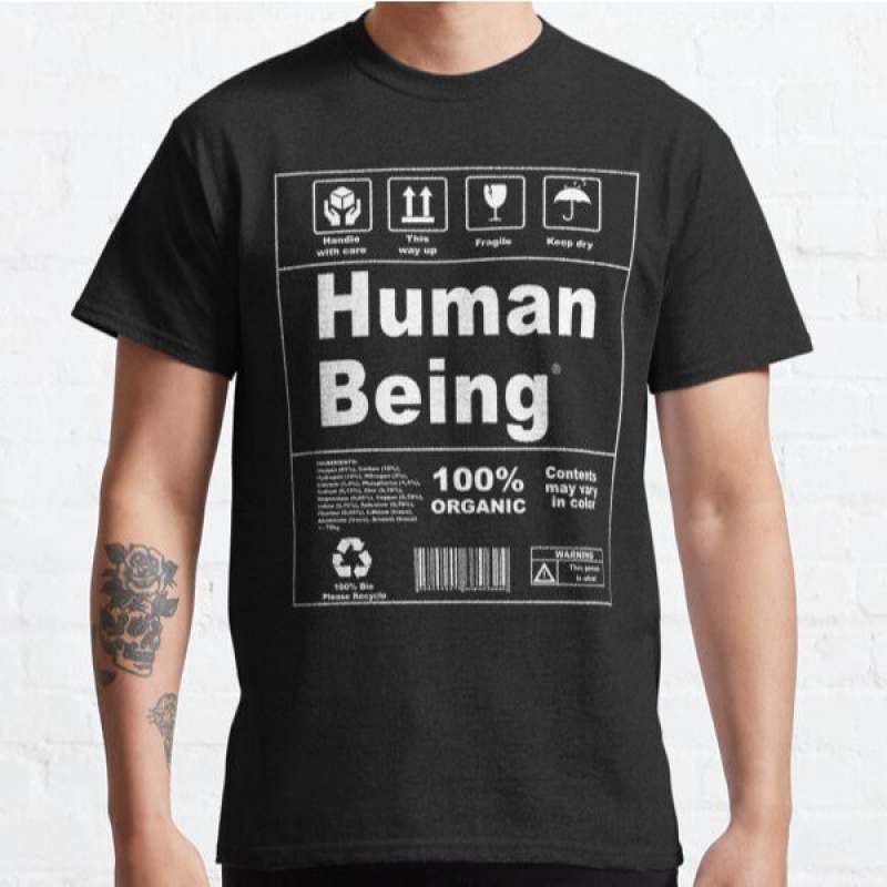 Kaos Human Being Science Ingredients Medical Label Funn T-shirt 31892  Sablon DTF Ukuran 2XL, XL, L, M, S