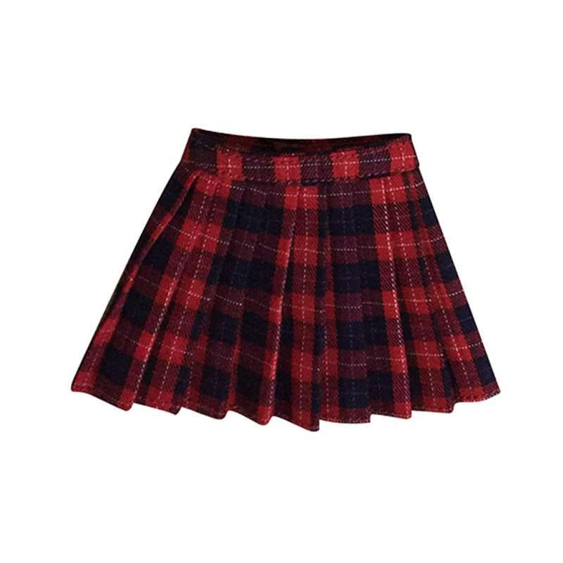 red plaid skirt