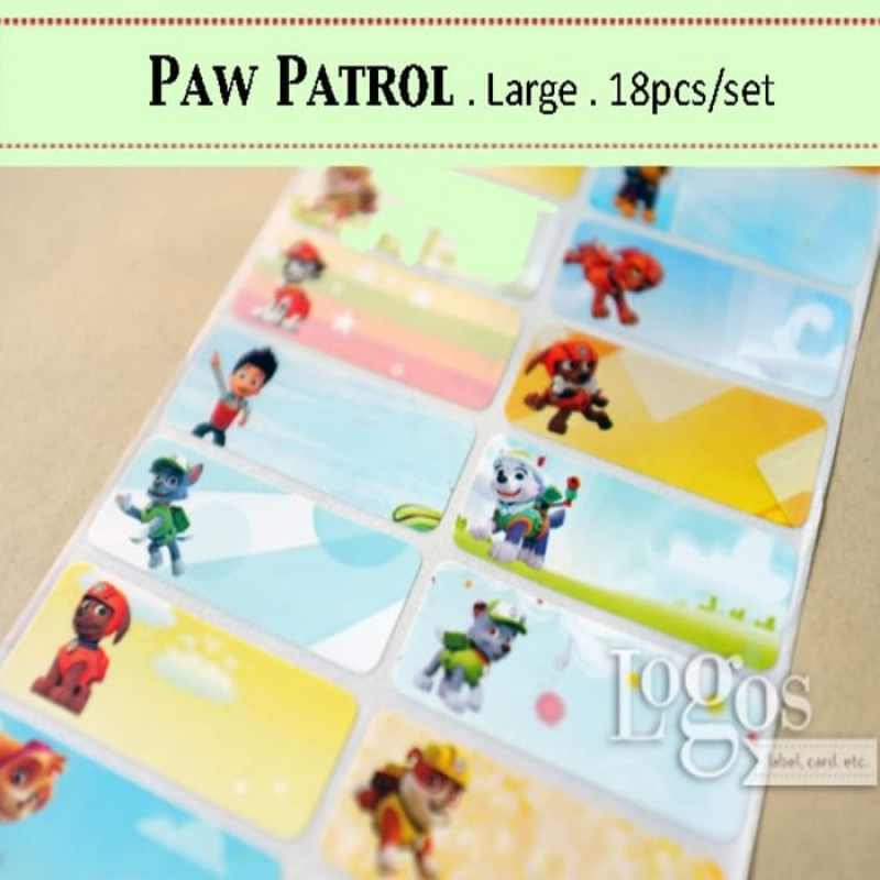 Jual Premium Paw Patrol LARGE. Stiker label nama Marshall ...