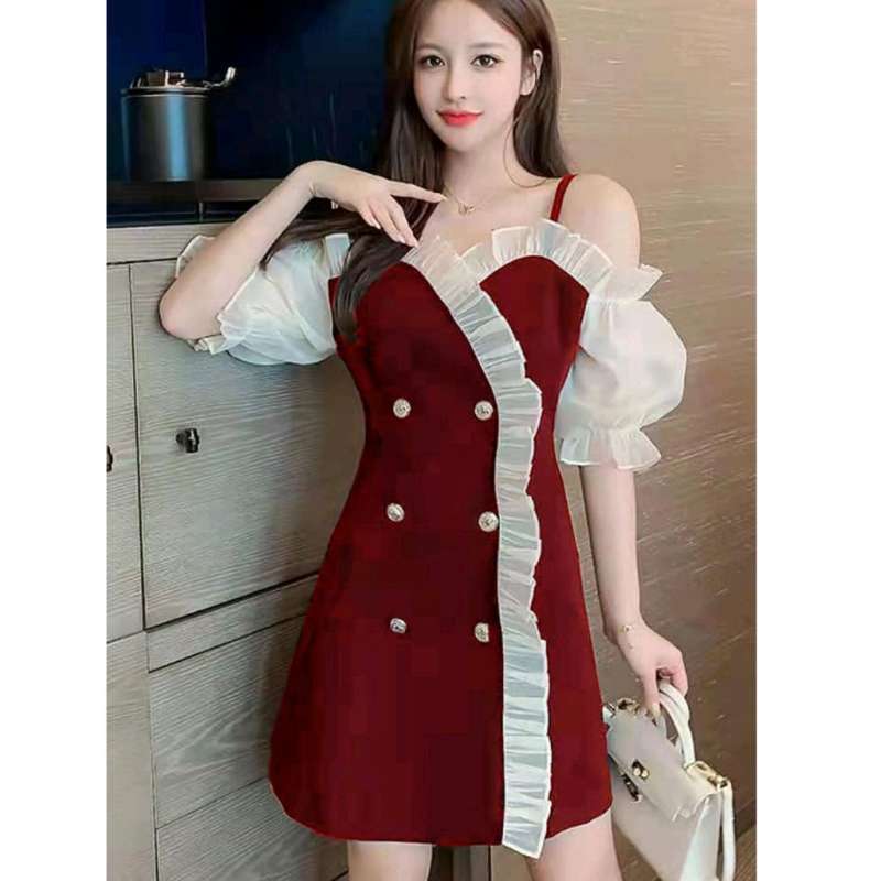 Jual Dress Wanita Shery Baju Kondangan Premium Import Casual Korean Style Maroon Di Seller Dewi Id Jelambar Baru Kota Jakarta Barat Blibli