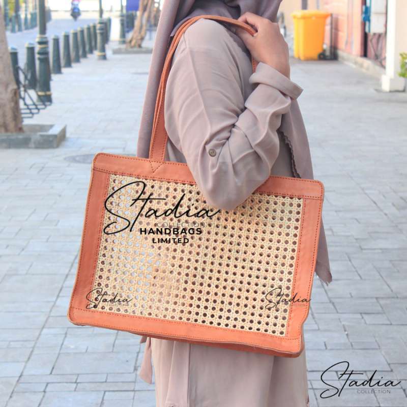 Jual Hand Bag Wanita Original Leather Import Tas Anyaman Rotan