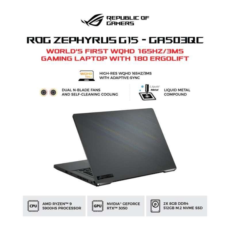 ASUS ROG ZEPHYRUS G15 GA503QC-R935G6G R9-5900HS 16GB 512GB RTX3050 4GB
