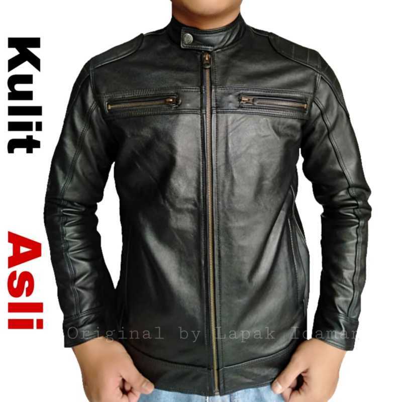Cardinal Casual Jaket Kulit Classic Kulit Asli Full Up