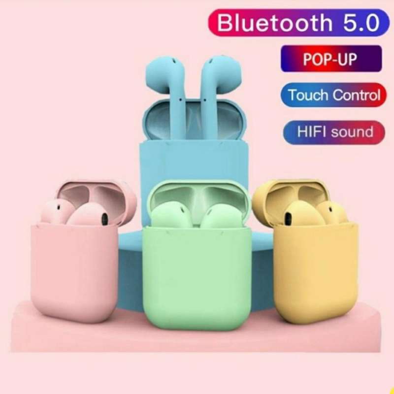 Headset bluetooth i12 macaron sales