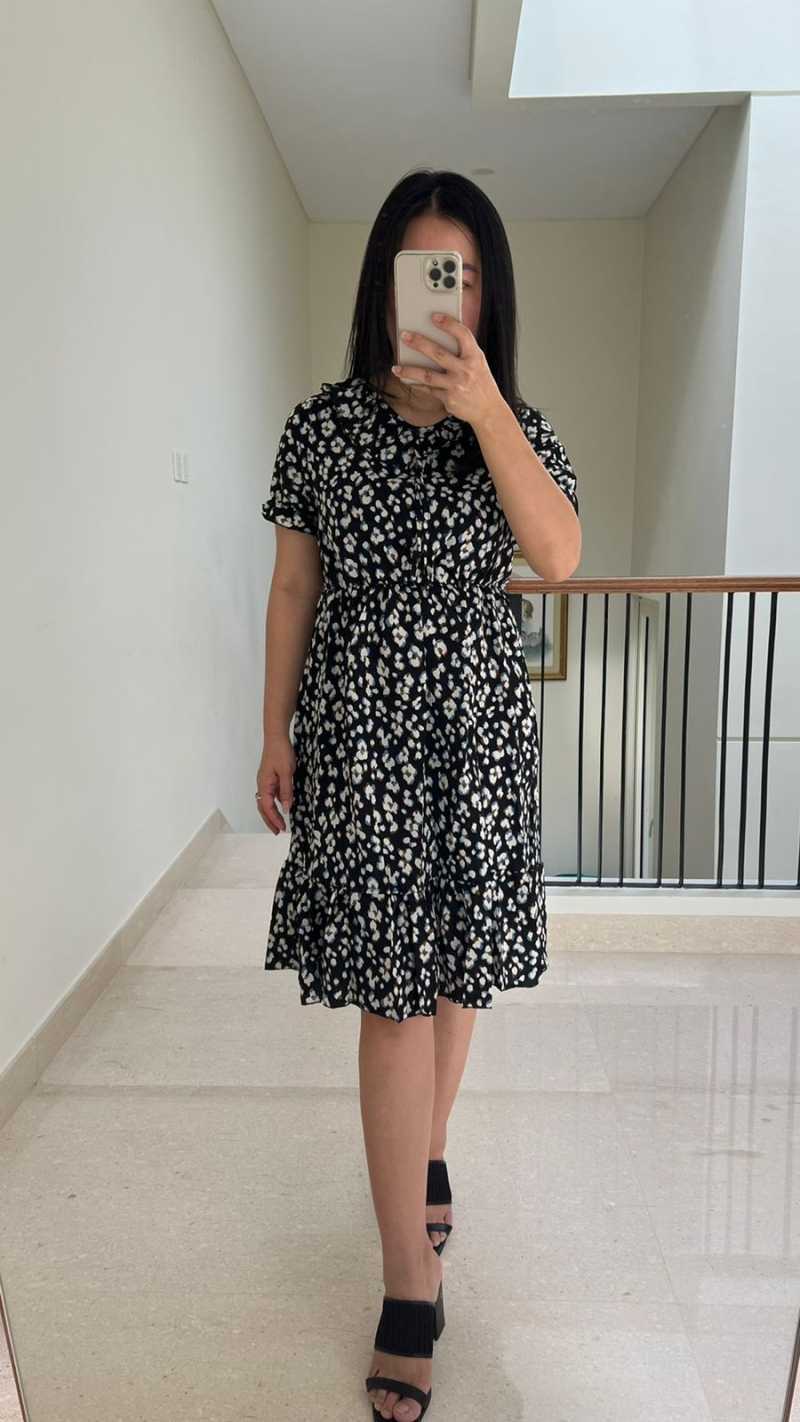 Jual Korean Collar Flower Dress Dress Midi Fashion Korea Import