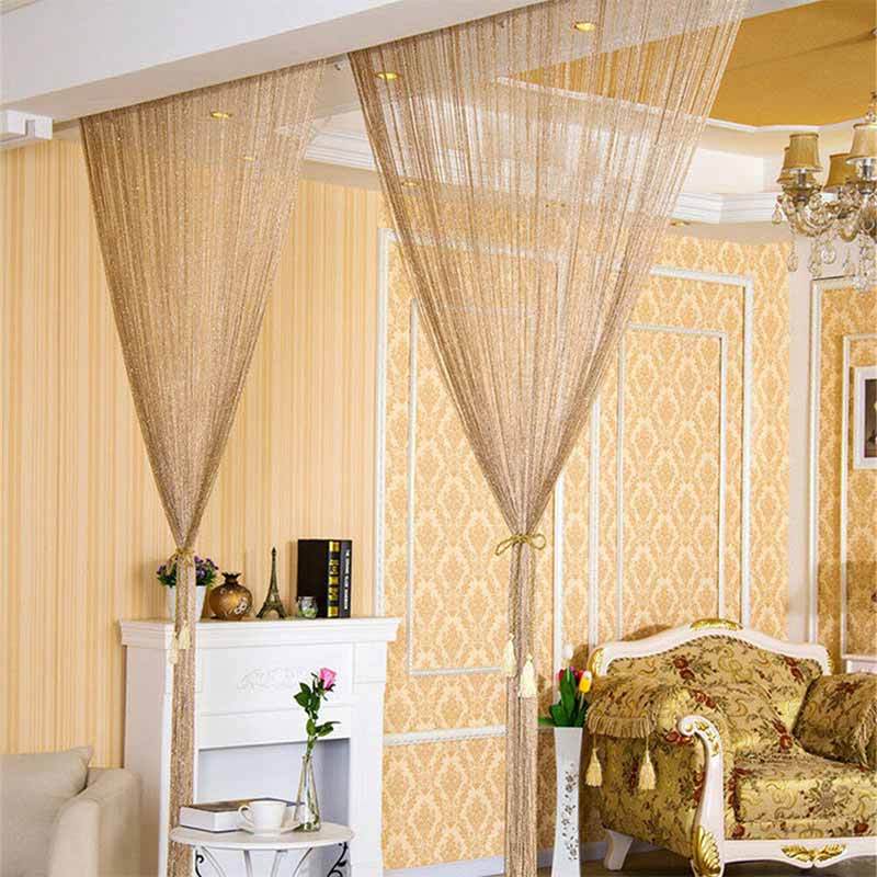 Jual Bluelans Beaded Flash Tassel Shiny String Curtain Door Room