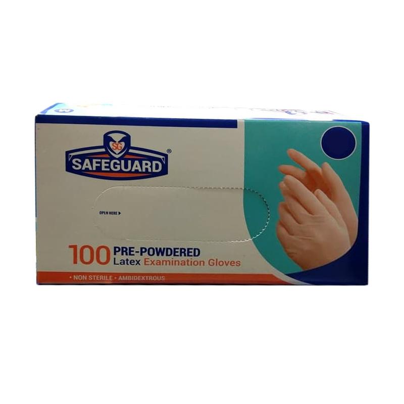 Promo ♏ Safeguard Medical Latex Examination Gloves [size L/100pcs
