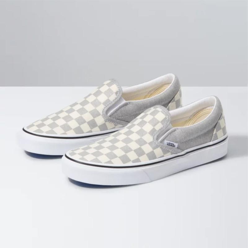 vans checkerboard silver