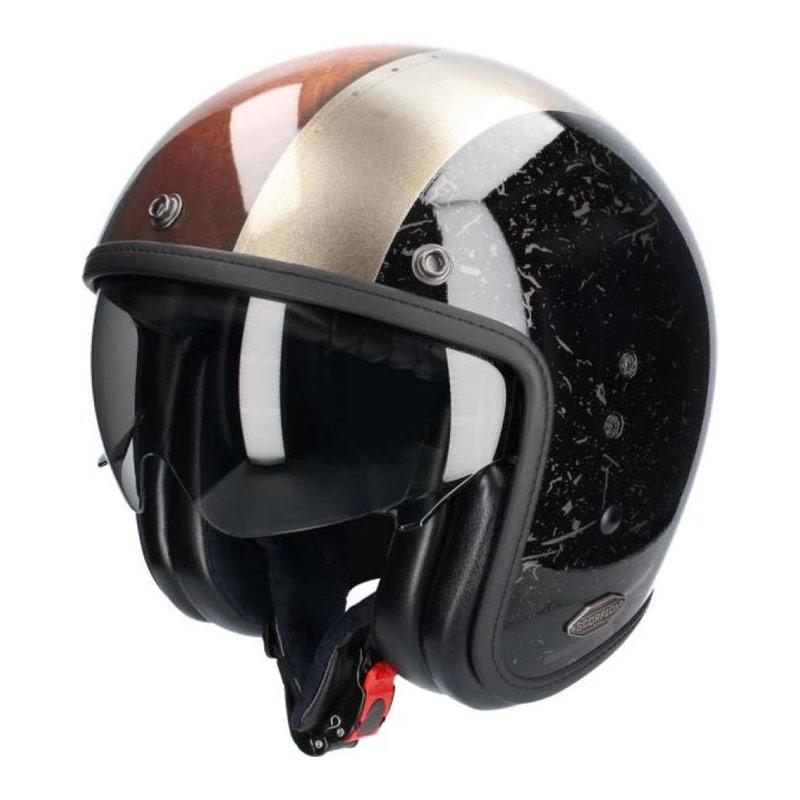 Jual Scorpion Belfast Byway Helm Half Face Black SILVER M di