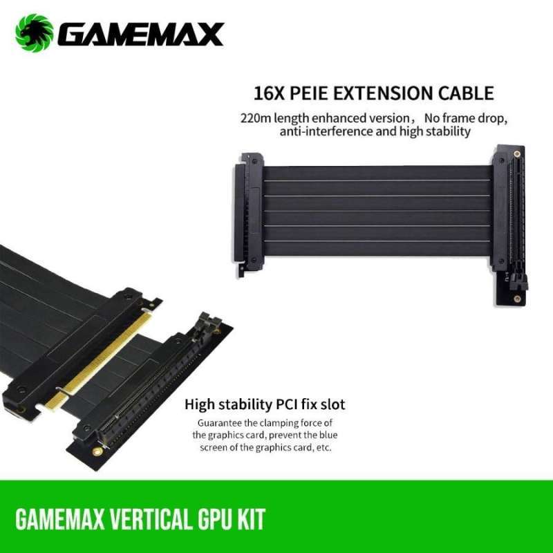 Gamemax Vertical Graphics Card Holder Kit With Riser Cable Gamemax