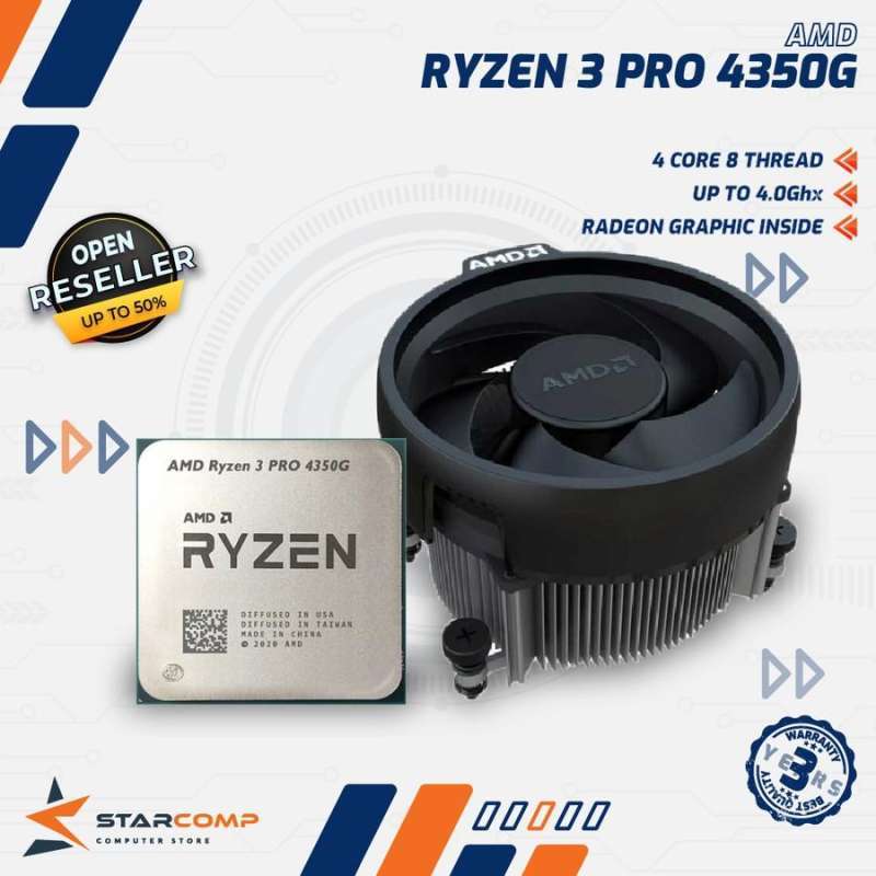 Jual AMD RYZEN 3 PRO 4350G TRAY PROCESSOR FAN AM4 UpTo 4.0GHz di