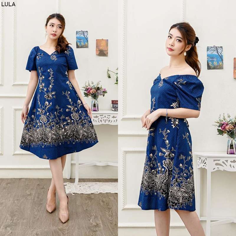 Jual Evercloth Lula Dress Batik Wanita Sabrina Dress Wanita Batik