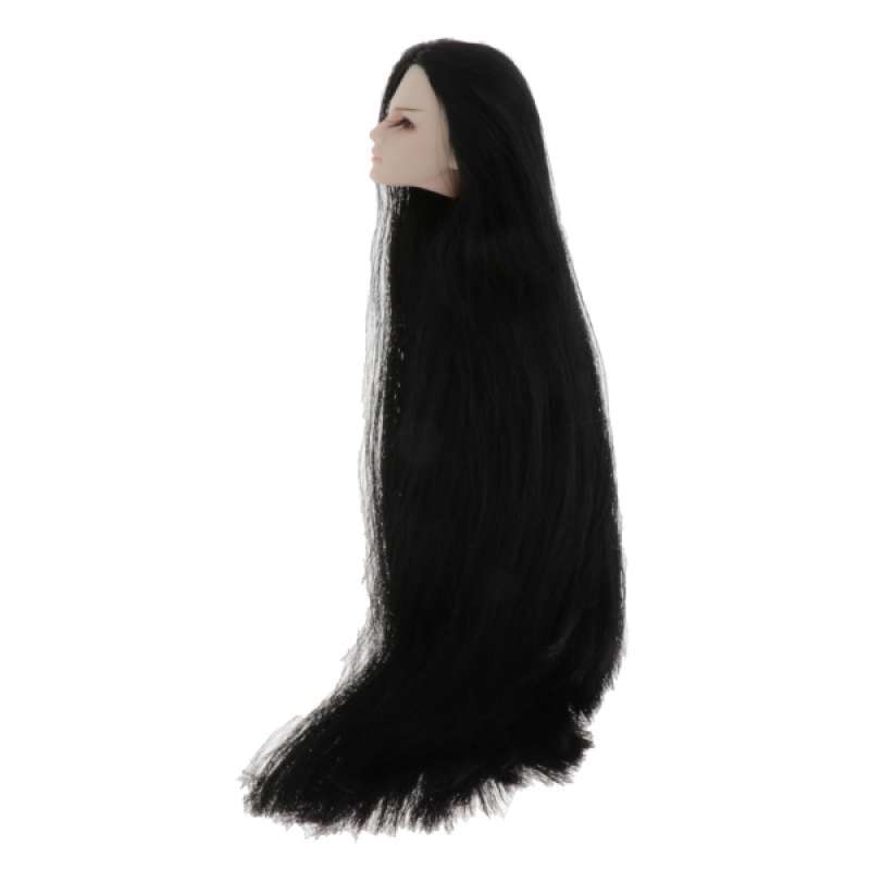 chiwanji Lifelike Make-up Black Straight Hair Head Mold for 1/6 Doll Body Part 