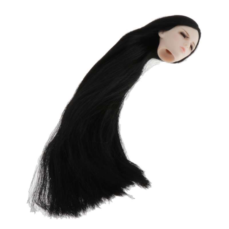 chiwanji Lifelike Make-up Black Straight Hair Head Mold for 1/6 Doll Body Part chiwanji Lifelike Make-up Black Straight Hair Head Mold for 1/6 Doll Body Part