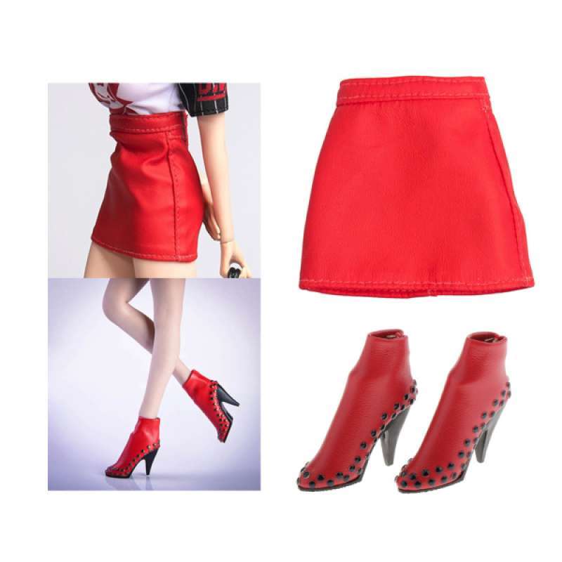 Jual 1 6 Female Pu Leather Skirt High Heel Shoes For 12inch Action Figures Red Online November 2020 Blibli