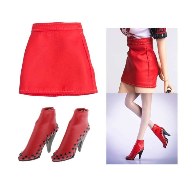 Jual 1 6 Female Pu Leather Skirt High Heel Shoes For 12inch Action Figures Red Online November 2020 Blibli