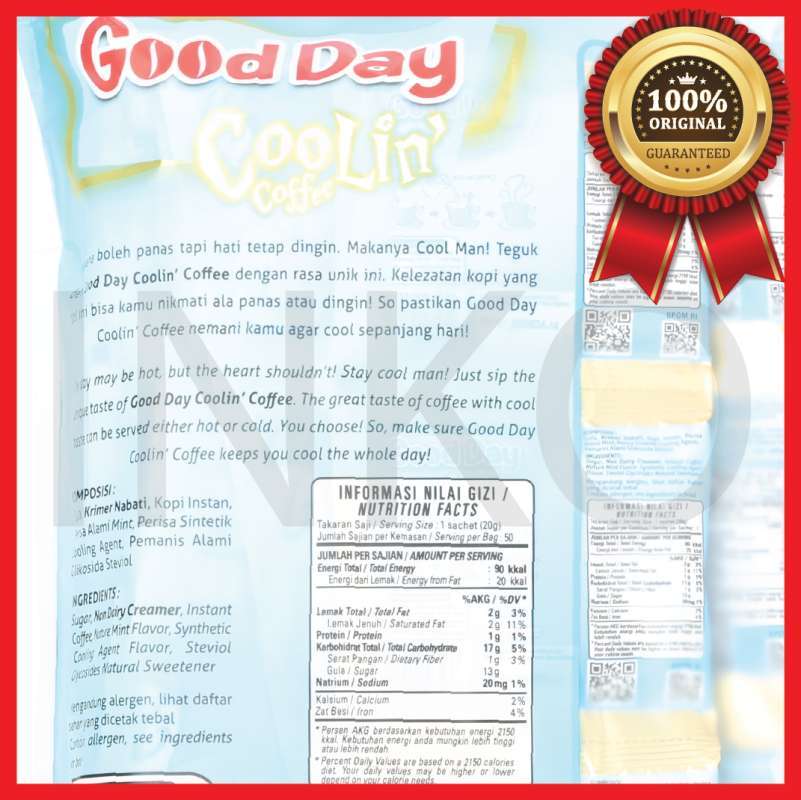 Jual Good Day Coolin Coffee 3in1 Instant Coffee Bag 50x20gr Online Oktober 2020 Blibli Com