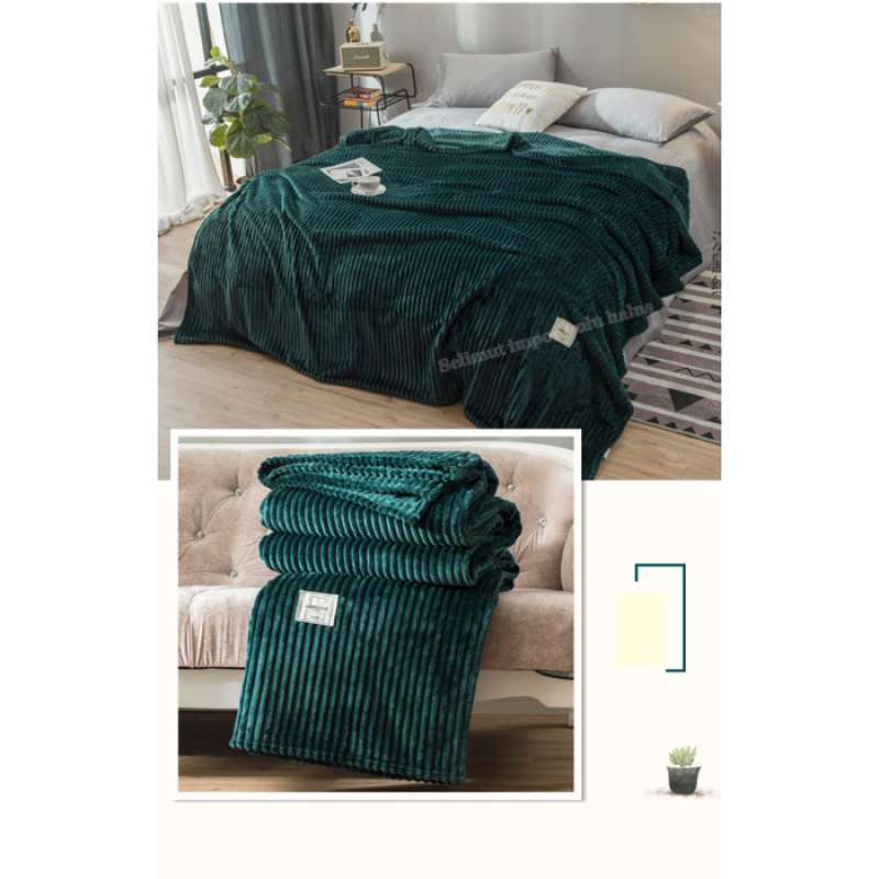 Jual Selimut Bulu Polos Hijau 180x200 Super Halus Lembut Online November 2020 Blibli Com
