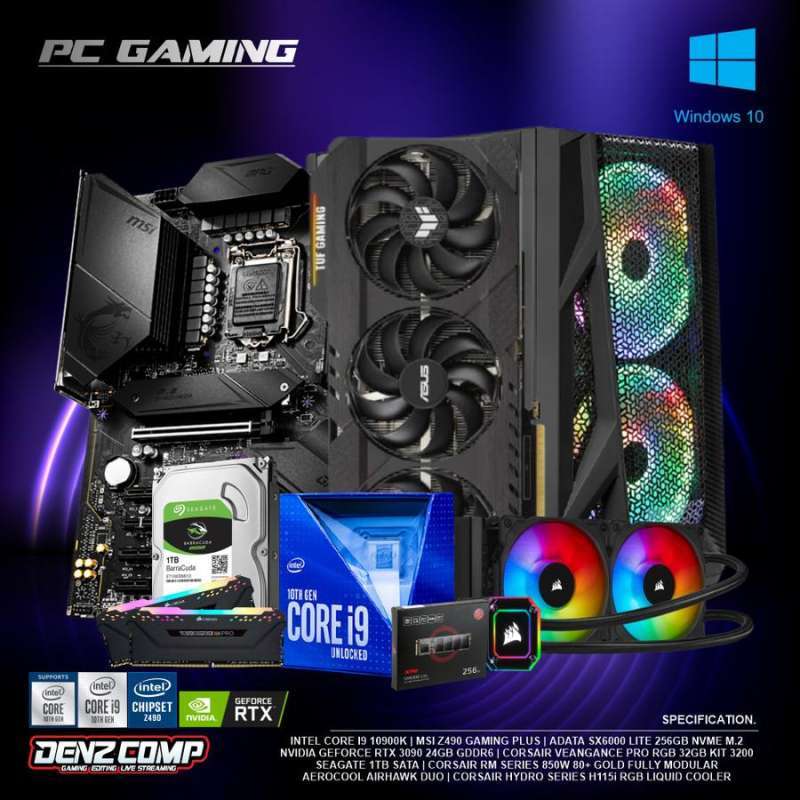 Jual Pc Gaming I9 10900k Rtx3090 24gb RAM 32gb Ssd 256gb Hdd 1tb