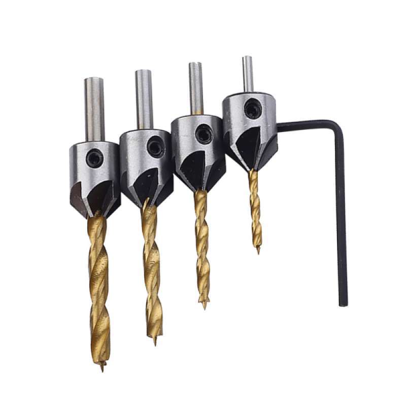 4x Countersink Drill Bit Set Reamer 3mm 