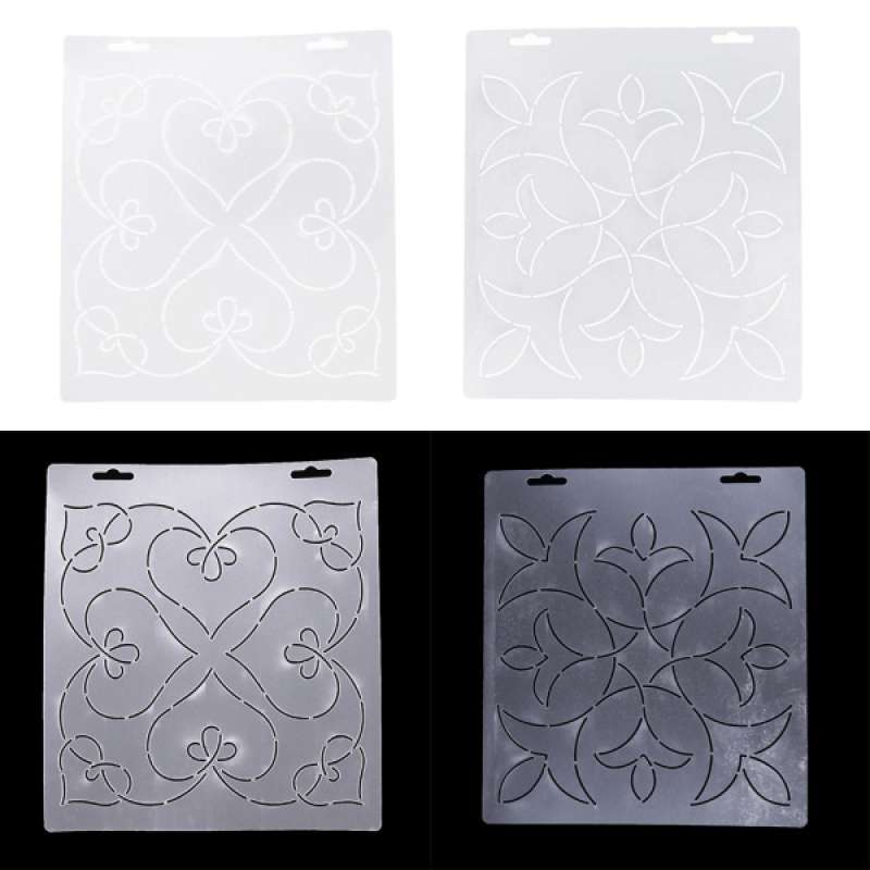 2Pcs DIY Floral Plastic Quilting Stencil Template Tool for Patchwork Sewing 
