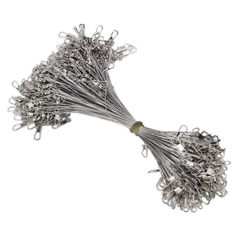 100Pcs Anti-Bite Fishing Wire Leader Hooks Steel Leader Line With Swivels 