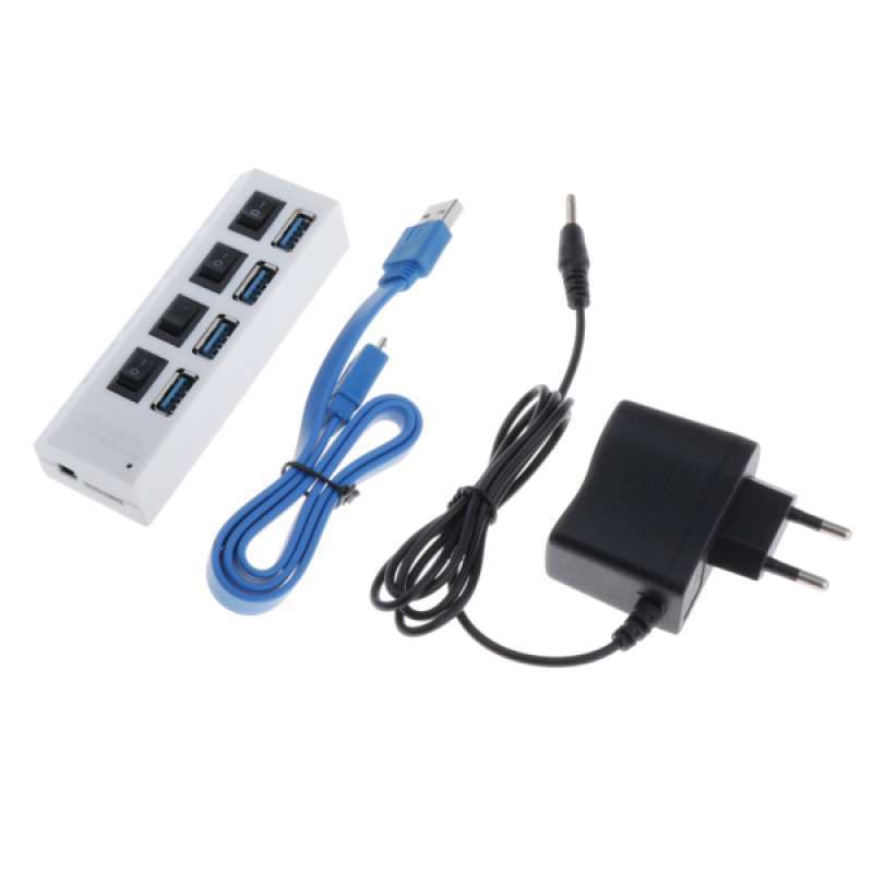 Jual 4 Port Usb 3 0 Hub Switches Ac Power Adapter Cable For Pc Laptop Online Desember 2020 Blibli