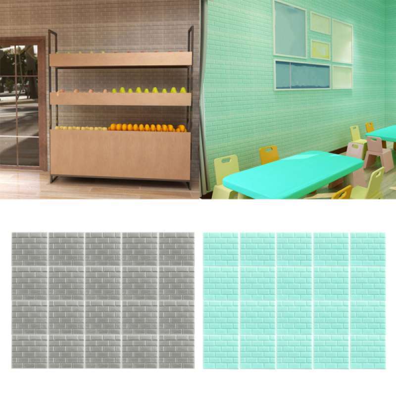 Jual Wallpaper 3d Silver Blue Brick Effect 40pcs Self Adhesive Thicken Waterproof Diy Modern Wall Adornment For Kids Room Living Room Bedroom Kitchen Online September 2020 Blibli Com