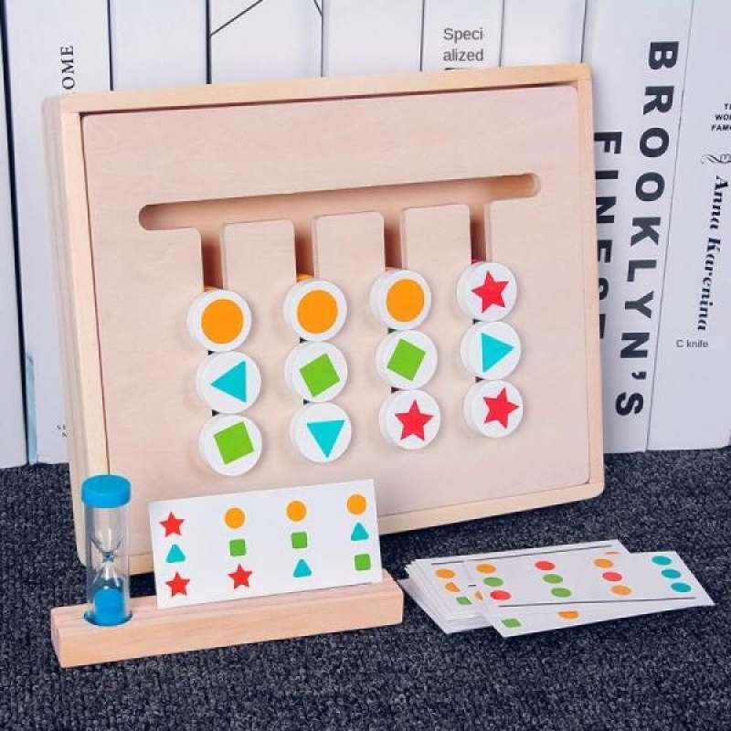 Jual Wooden Blocks Toys Cognitive Color Shape Matching Board Four Color Game Online Januari 2021 Blibli
