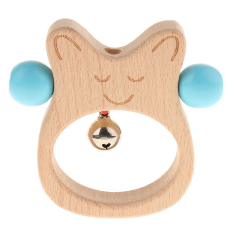 Jual Natural Wood Rattle Bell Baby Sensory Teething Toy Handbell Music Shakers B Online September 2020 Blibli Com