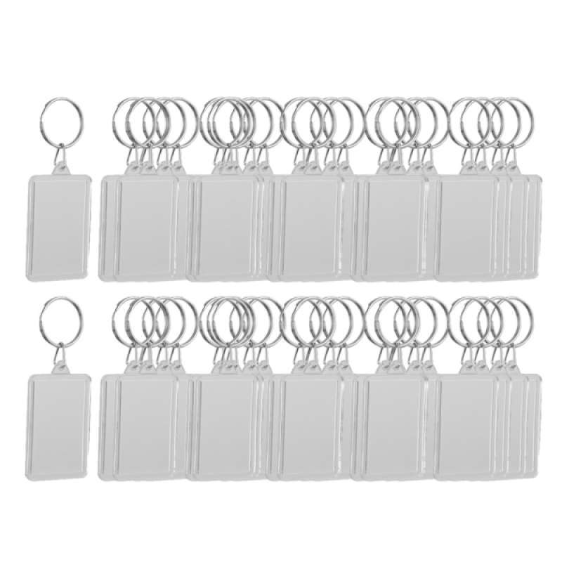 50x Clear Keychain DIY Logo Picture Photo Insert Frame Keyring Gifts 5x3.3cm 
