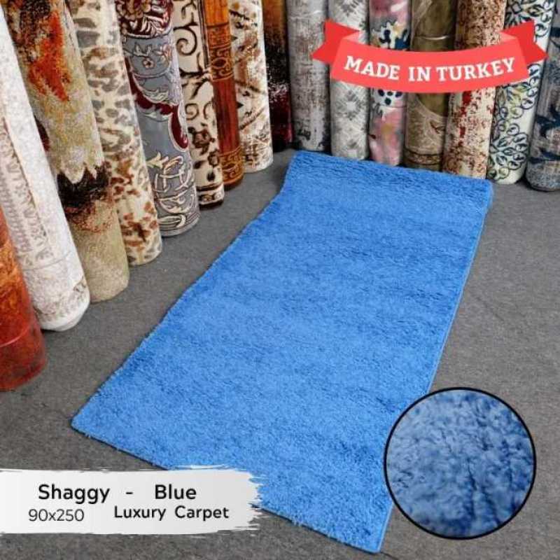 Jual Karpet Shaggy Import Turki Uk 90x250 Blue Online November 2020 Blibli