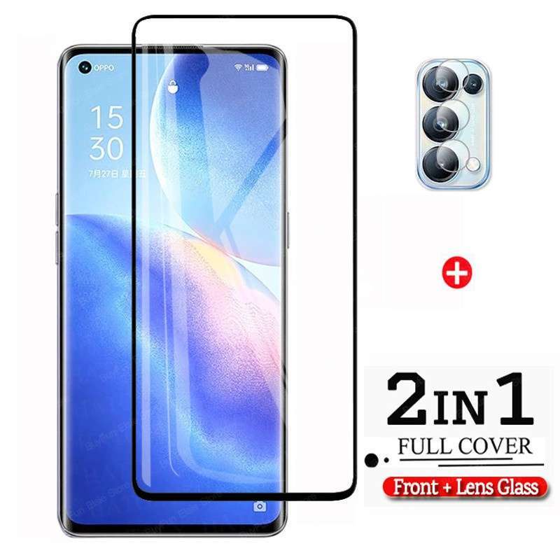 Paket 2in1 Tempered Glass Layar Full Oppo Reno 5F Free Lensa Camera