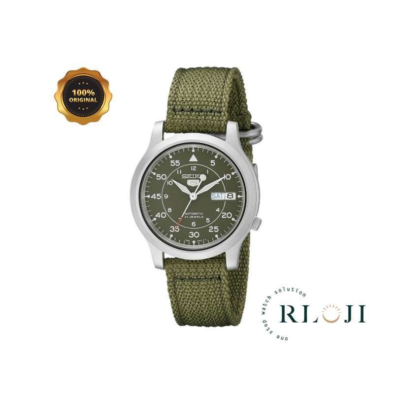 Seiko 5 snk805k2 automatic 21 jewels green military nylon strap discount