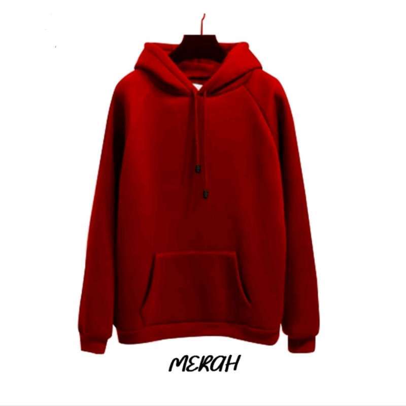 Sweater hoodie merah maroon sale