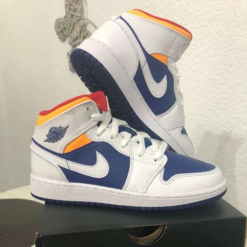 air jordan 1 mid royal blue and laser orange