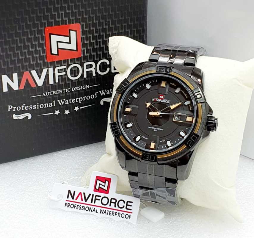 Naviforce NF9079M Jam Tangan Pria Analog Original Stainless Steel