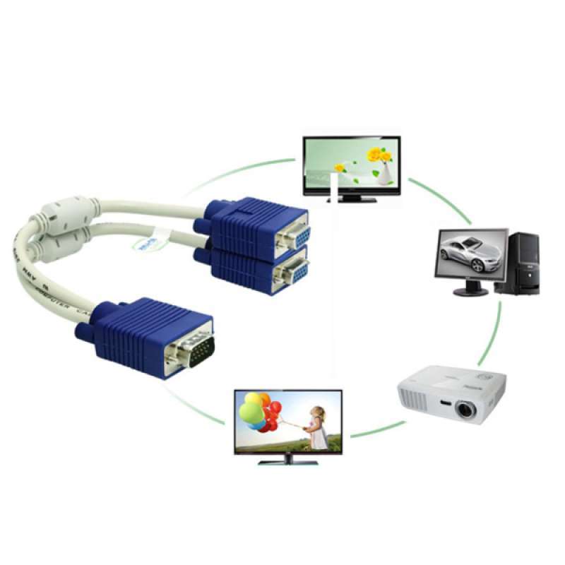 Male to Dual 2 VGA Female Monitor 