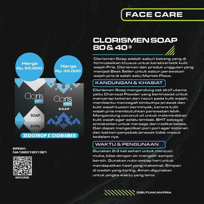 Cloris Men Soap 80 Gram Clorismen Soap Sabun Pria Pembersih Wajah Jerawat Kusam Flek Hitam Berminyak Dan Komedo Terbaru Juli 2021 Harga Murah Kualitas Terjamin Blibli