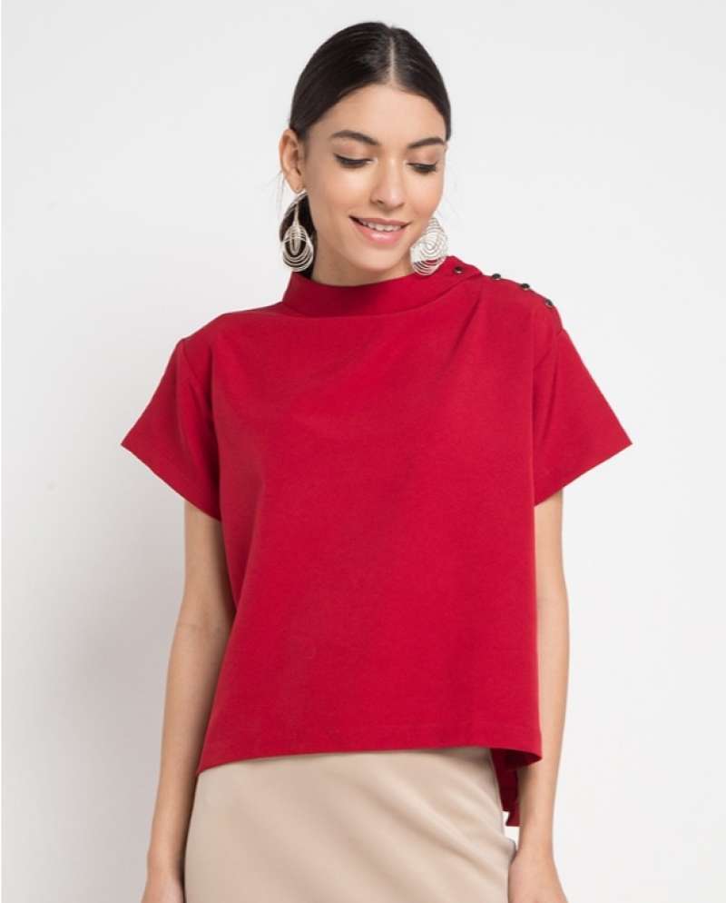 RED Short Sleeve Chiffon 