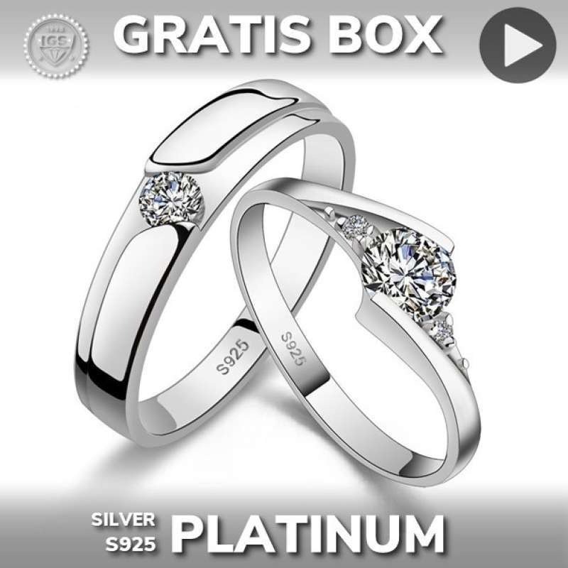 Jual Cincin Kawin Perak 925 Platinum Cincin Tunangan Couple