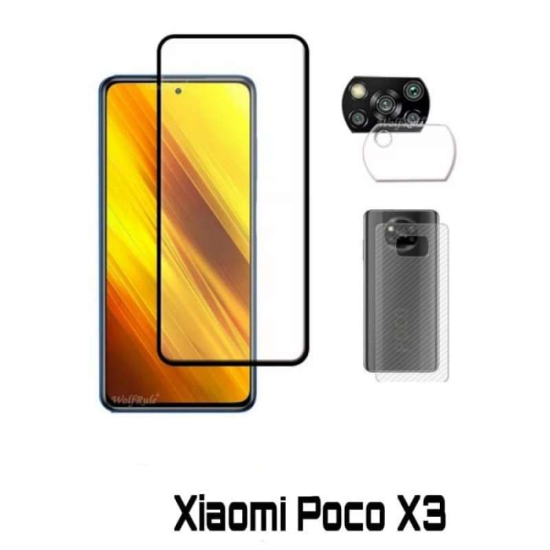 Promo Paket 3in1 Tempered Glass Layar Full Xiaomi Poco X3 X3 Pro X3 NFC  Free Lensa Camera Garskin